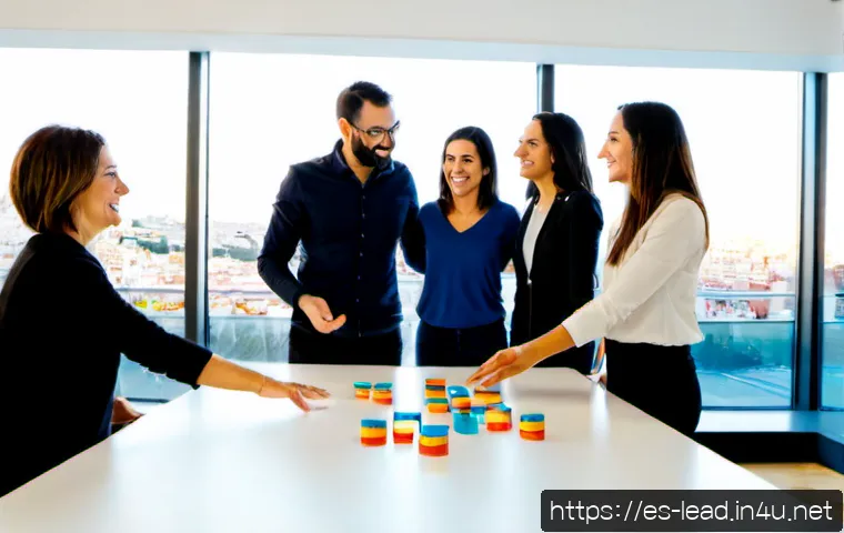 리더십 이론과 실제 사례 비교 - Photorealistic leadership comparison scene in a modern Madrid technology startup, a confident Spanis...