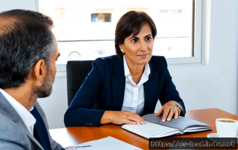리더십 코칭에서의 도전 과제 - Photorealistic leadership coaching session in a bright modern office in Madrid, a thoughtful middle-...